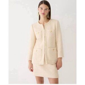 NWT J. Crew Collection Wool Boucle Suit Women's 14 Ivory Old Money Quiet Luxury